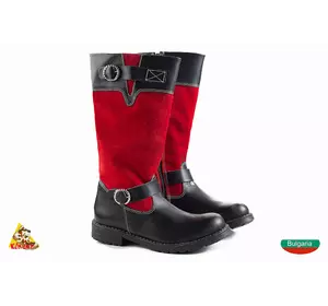 Красные с ремешком высокие Girl boots