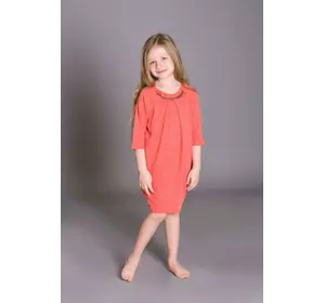 Платье детское oversize Коралловый цвет (Упаковка, ростовка 116-122, 128-134)