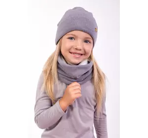 Хомут с шапочкой зимние для девочки Дана лилового цвета (упаковка, ростовка 48-50-52)
